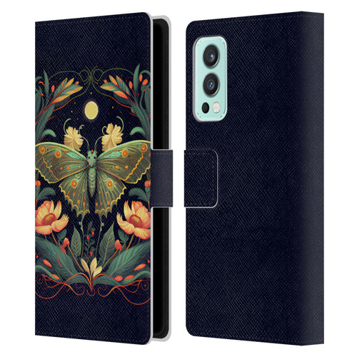 JK Stewart Graphics Lunar Moth Night Garden Leather Book Wallet Case Cover For OnePlus Nord 2 5G