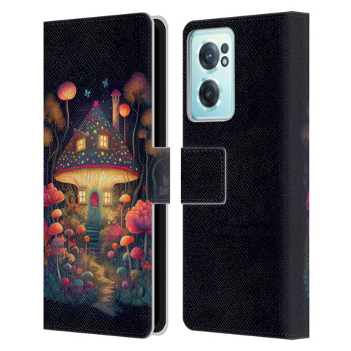 JK Stewart Graphics Mushroom Cottage Night Garden Leather Book Wallet Case Cover For OnePlus Nord CE 2 5G