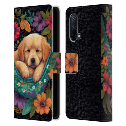 JK Stewart Graphics Golden Retriever In Hammock Leather Book Wallet Case Cover For OnePlus Nord CE 5G