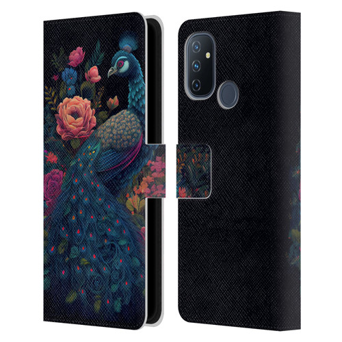 JK Stewart Graphics Peacock In Night Garden Leather Book Wallet Case Cover For OnePlus Nord N100