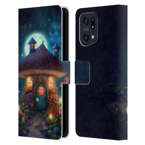JK Stewart Graphics Mushroom House Leather Book Wallet Case Cover For OPPO Find X5