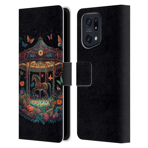 JK Stewart Graphics Carousel Dark Knight Garden Leather Book Wallet Case Cover For OPPO Find X5 Pro