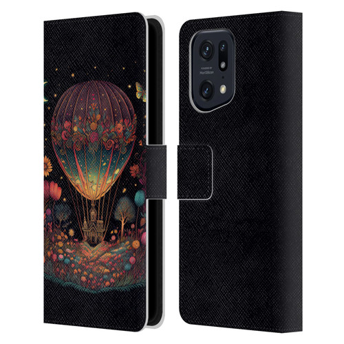 JK Stewart Graphics Hot Air Balloon Garden Leather Book Wallet Case Cover For OPPO Find X5 Pro