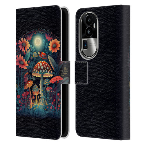 JK Stewart Graphics Ladybug On Mushroom Leather Book Wallet Case Cover For OPPO Reno10 Pro+