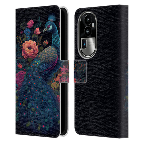 JK Stewart Graphics Peacock In Night Garden Leather Book Wallet Case Cover For OPPO Reno10 Pro+
