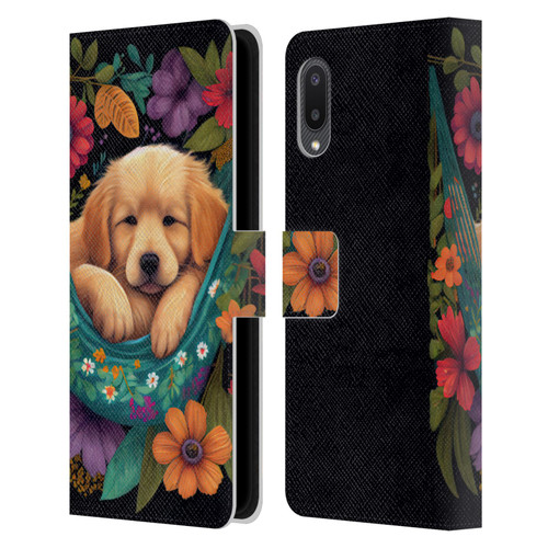 JK Stewart Graphics Golden Retriever In Hammock Leather Book Wallet Case Cover For Samsung Galaxy A02/M02 (2021)