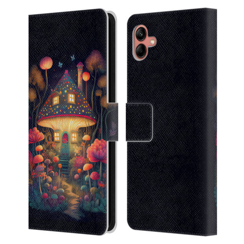 JK Stewart Graphics Mushroom Cottage Night Garden Leather Book Wallet Case Cover For Samsung Galaxy A04 (2022)