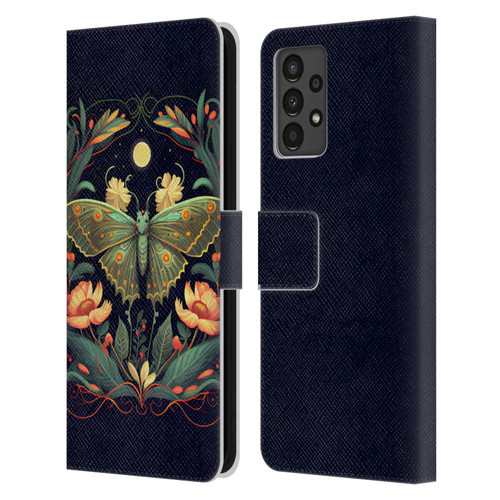 JK Stewart Graphics Lunar Moth Night Garden Leather Book Wallet Case Cover For Samsung Galaxy A13 (2022)