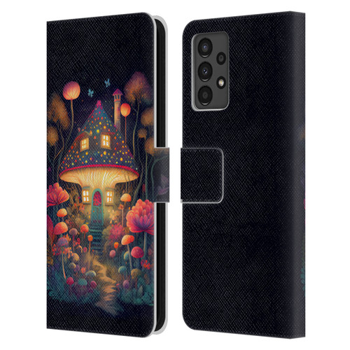 JK Stewart Graphics Mushroom Cottage Night Garden Leather Book Wallet Case Cover For Samsung Galaxy A13 (2022)