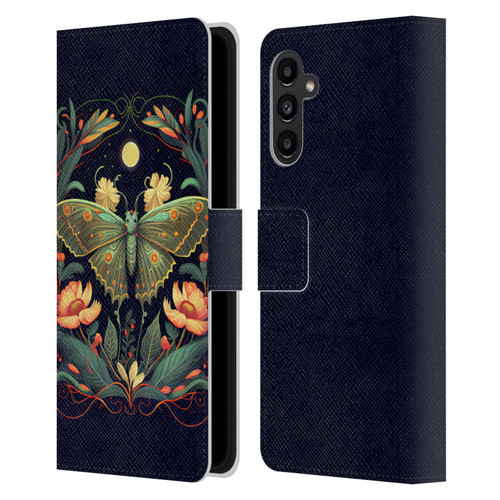 JK Stewart Graphics Lunar Moth Night Garden Leather Book Wallet Case Cover For Samsung Galaxy A13 5G (2021)