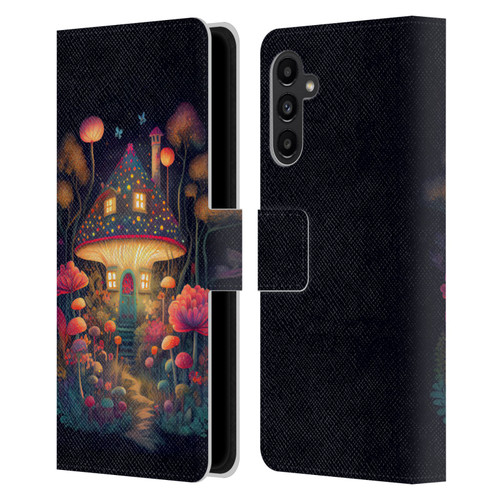 JK Stewart Graphics Mushroom Cottage Night Garden Leather Book Wallet Case Cover For Samsung Galaxy A13 5G (2021)