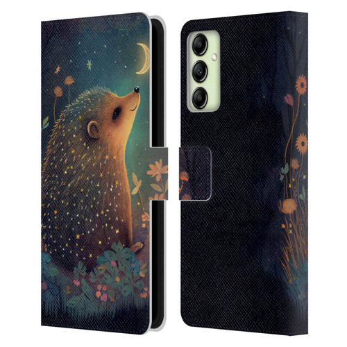 JK Stewart Graphics Hedgehog Looking Up At Stars Leather Book Wallet Case Cover For Samsung Galaxy A14 5G