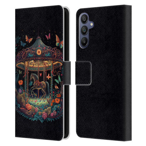 JK Stewart Graphics Carousel Dark Knight Garden Leather Book Wallet Case Cover For Samsung Galaxy A15