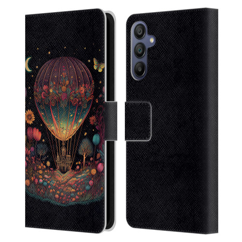 JK Stewart Graphics Hot Air Balloon Garden Leather Book Wallet Case Cover For Samsung Galaxy A15