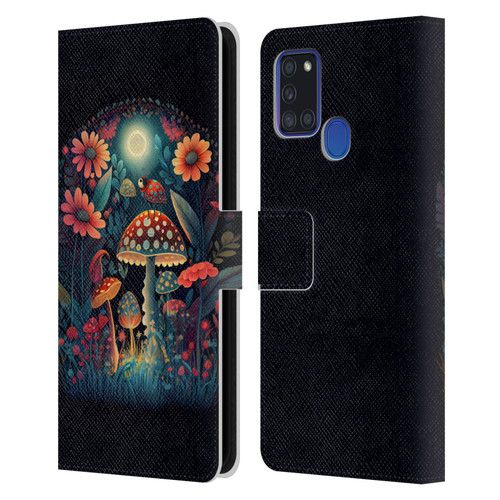 JK Stewart Graphics Ladybug On Mushroom Leather Book Wallet Case Cover For Samsung Galaxy A21s (2020)