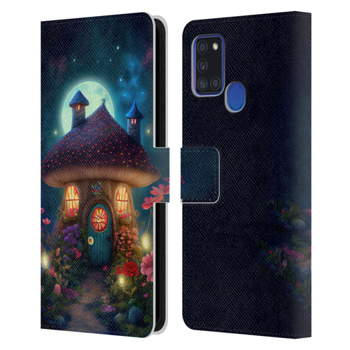 JK Stewart Graphics Mushroom House Leather Book Wallet Case Cover For Samsung Galaxy A21s (2020)