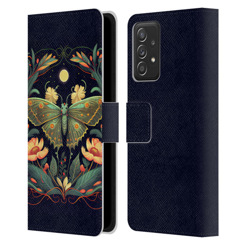 JK Stewart Graphics Lunar Moth Night Garden Leather Book Wallet Case Cover For Samsung Galaxy A52 / A52s / 5G (2021)