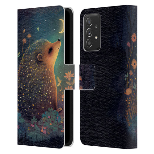 JK Stewart Graphics Hedgehog Looking Up At Stars Leather Book Wallet Case Cover For Samsung Galaxy A53 5G (2022)