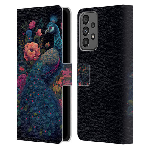 JK Stewart Graphics Peacock In Night Garden Leather Book Wallet Case Cover For Samsung Galaxy A73 5G (2022)