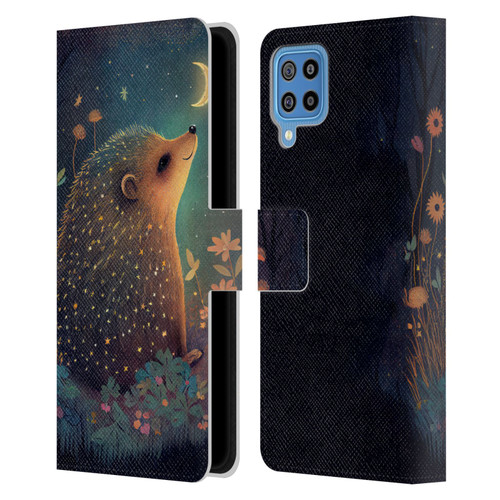 JK Stewart Graphics Hedgehog Looking Up At Stars Leather Book Wallet Case Cover For Samsung Galaxy F22 (2021)