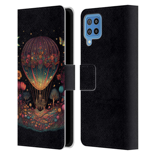 JK Stewart Graphics Hot Air Balloon Garden Leather Book Wallet Case Cover For Samsung Galaxy F22 (2021)