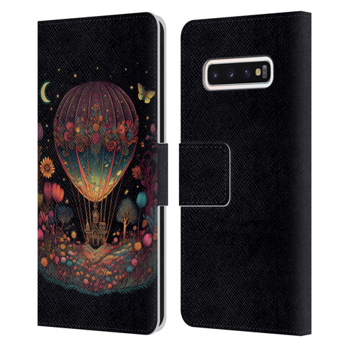 JK Stewart Graphics Hot Air Balloon Garden Leather Book Wallet Case Cover For Samsung Galaxy S10