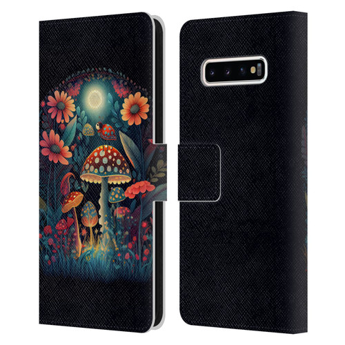 JK Stewart Graphics Ladybug On Mushroom Leather Book Wallet Case Cover For Samsung Galaxy S10+ / S10 Plus