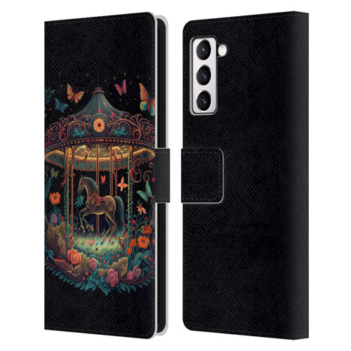 JK Stewart Graphics Carousel Dark Knight Garden Leather Book Wallet Case Cover For Samsung Galaxy S21+ 5G