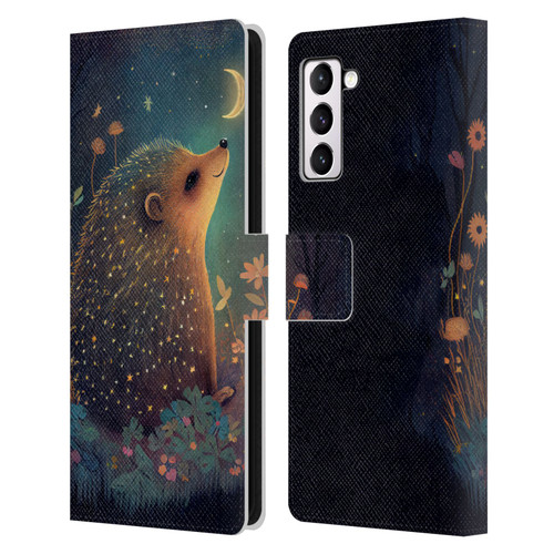 JK Stewart Graphics Hedgehog Looking Up At Stars Leather Book Wallet Case Cover For Samsung Galaxy S21+ 5G