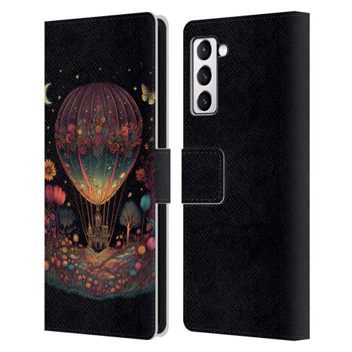 JK Stewart Graphics Hot Air Balloon Garden Leather Book Wallet Case Cover For Samsung Galaxy S21+ 5G