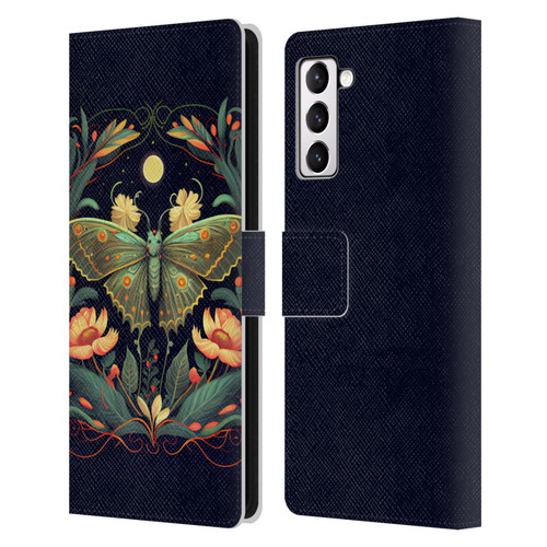 JK Stewart Graphics Lunar Moth Night Garden Leather Book Wallet Case Cover For Samsung Galaxy S21+ 5G