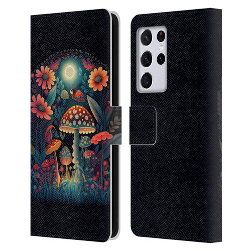 JK Stewart Graphics Ladybug On Mushroom Leather Book Wallet Case Cover For Samsung Galaxy S21 Ultra 5G