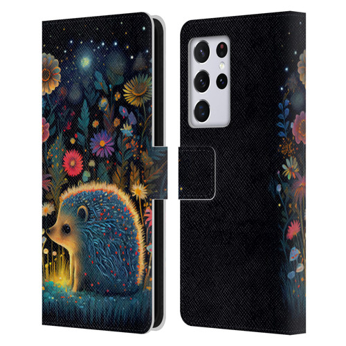JK Stewart Graphics Little Hedgehog Leather Book Wallet Case Cover For Samsung Galaxy S21 Ultra 5G