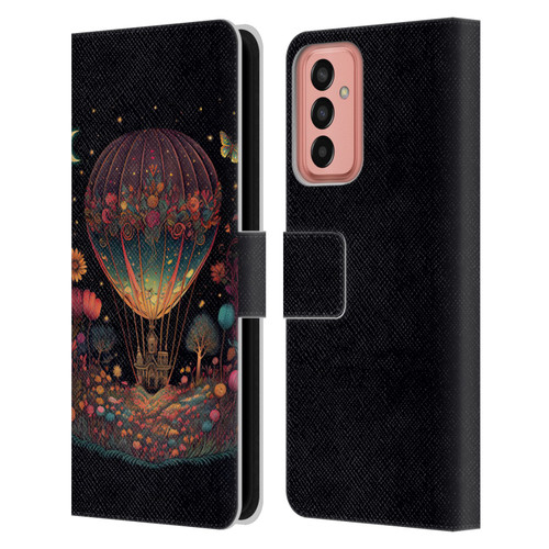 JK Stewart Graphics Hot Air Balloon Garden Leather Book Wallet Case Cover For Samsung Galaxy M13 (2022)