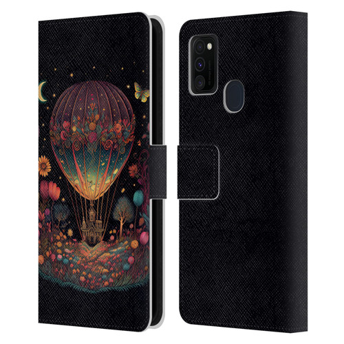 JK Stewart Graphics Hot Air Balloon Garden Leather Book Wallet Case Cover For Samsung Galaxy M30s (2019)/M21 (2020)