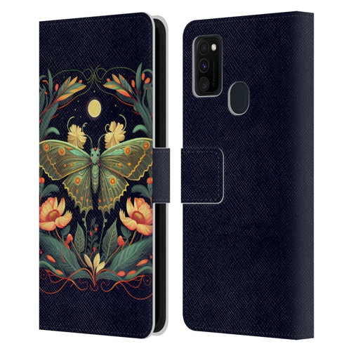 JK Stewart Graphics Lunar Moth Night Garden Leather Book Wallet Case Cover For Samsung Galaxy M30s (2019)/M21 (2020)