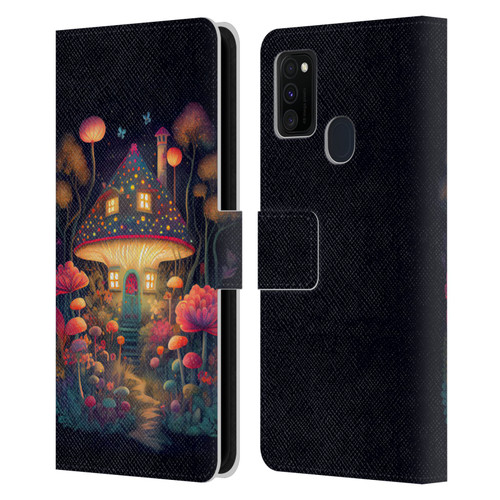 JK Stewart Graphics Mushroom Cottage Night Garden Leather Book Wallet Case Cover For Samsung Galaxy M30s (2019)/M21 (2020)
