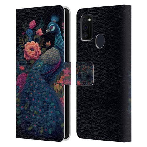 JK Stewart Graphics Peacock In Night Garden Leather Book Wallet Case Cover For Samsung Galaxy M30s (2019)/M21 (2020)