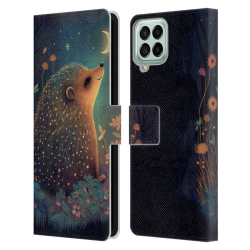 JK Stewart Graphics Hedgehog Looking Up At Stars Leather Book Wallet Case Cover For Samsung Galaxy M33 (2022)