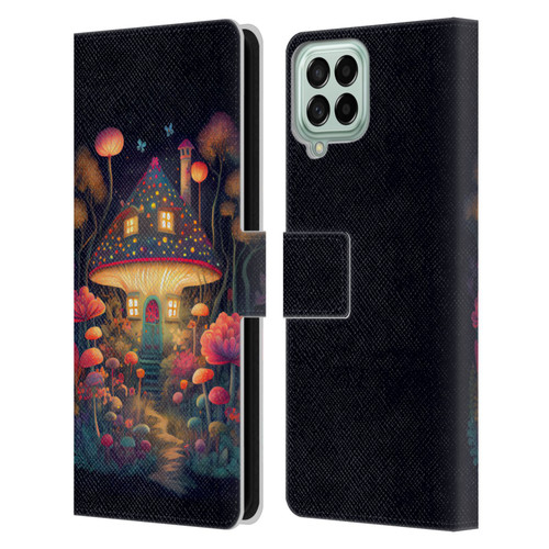 JK Stewart Graphics Mushroom Cottage Night Garden Leather Book Wallet Case Cover For Samsung Galaxy M33 (2022)