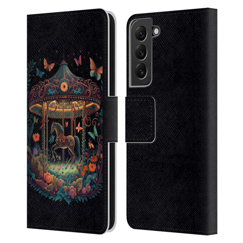 JK Stewart Graphics Carousel Dark Knight Garden Leather Book Wallet Case Cover For Samsung Galaxy S22+ 5G