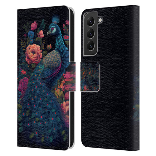 JK Stewart Graphics Peacock In Night Garden Leather Book Wallet Case Cover For Samsung Galaxy S22+ 5G