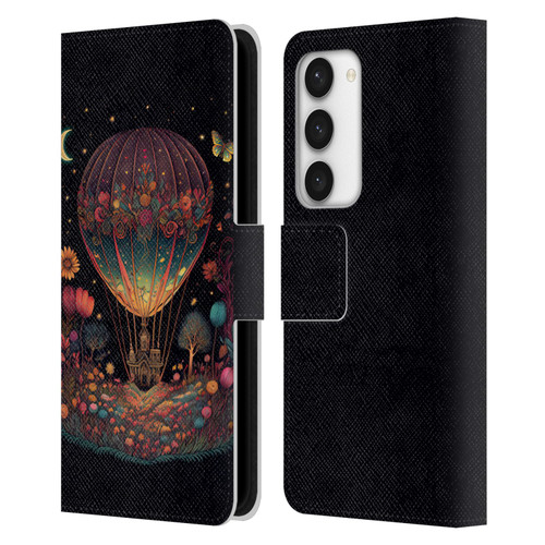 JK Stewart Graphics Hot Air Balloon Garden Leather Book Wallet Case Cover For Samsung Galaxy S23 5G