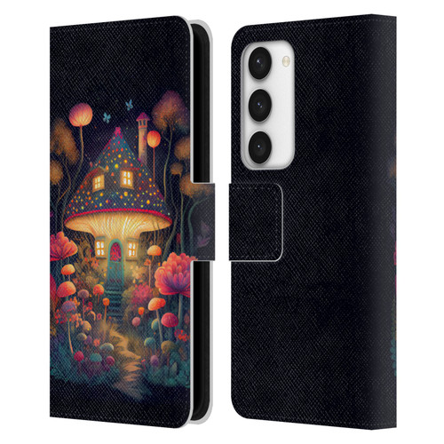 JK Stewart Graphics Mushroom Cottage Night Garden Leather Book Wallet Case Cover For Samsung Galaxy S23 5G