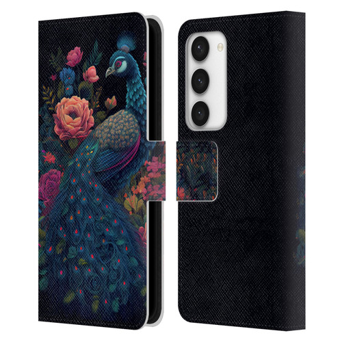 JK Stewart Graphics Peacock In Night Garden Leather Book Wallet Case Cover For Samsung Galaxy S23 5G