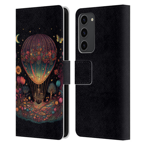 JK Stewart Graphics Hot Air Balloon Garden Leather Book Wallet Case Cover For Samsung Galaxy S23+ 5G