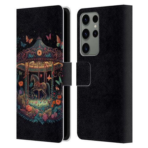 JK Stewart Graphics Carousel Dark Knight Garden Leather Book Wallet Case Cover For Samsung Galaxy S23 Ultra 5G