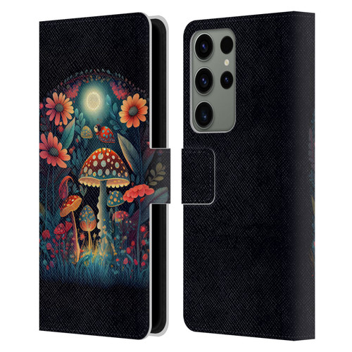 JK Stewart Graphics Ladybug On Mushroom Leather Book Wallet Case Cover For Samsung Galaxy S23 Ultra 5G