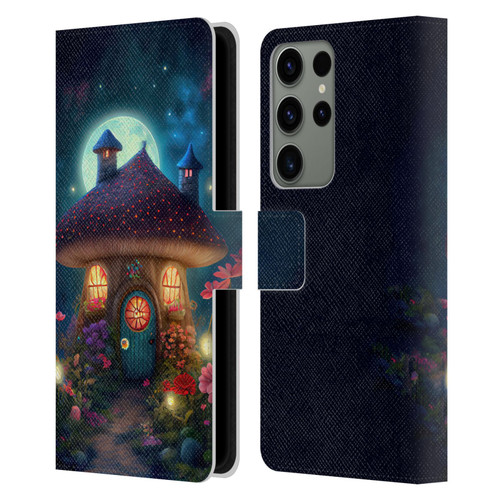 JK Stewart Graphics Mushroom House Leather Book Wallet Case Cover For Samsung Galaxy S23 Ultra 5G