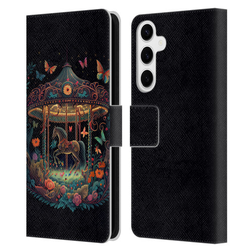 JK Stewart Graphics Carousel Dark Knight Garden Leather Book Wallet Case Cover For Samsung Galaxy S24+ 5G